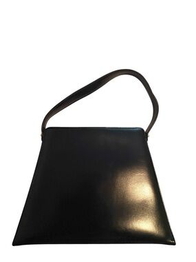 Vintage Classic Black Leather Shoulder Bag - Timeless Women's Handbag